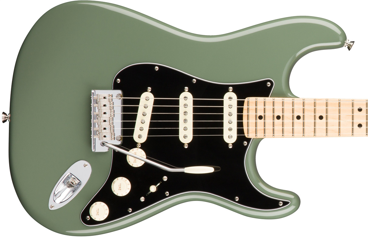 Fender Strat American Professional 2017 3s Usa Mn - Antique Olive - Guitare Électrique Forme Str - Variation 1