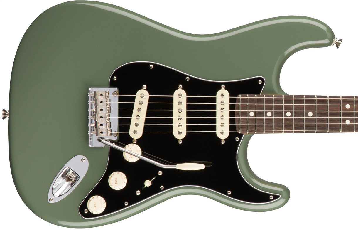 Fender Strat American Professional 2017 3s Usa Rw - Antique Olive - Guitare Électrique Forme Str - Variation 1