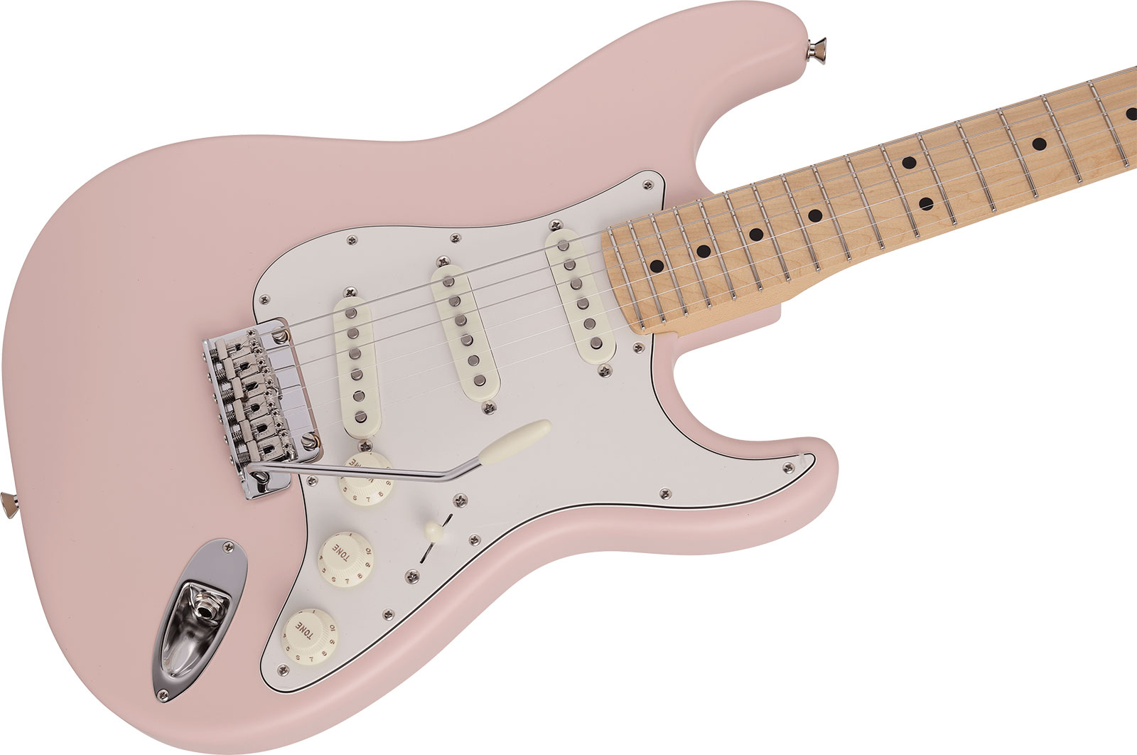 Fender Strat Junior Mij Jap 3s Trem Rw - Satin Shell Pink - Guitare Électrique Enfant - Variation 2