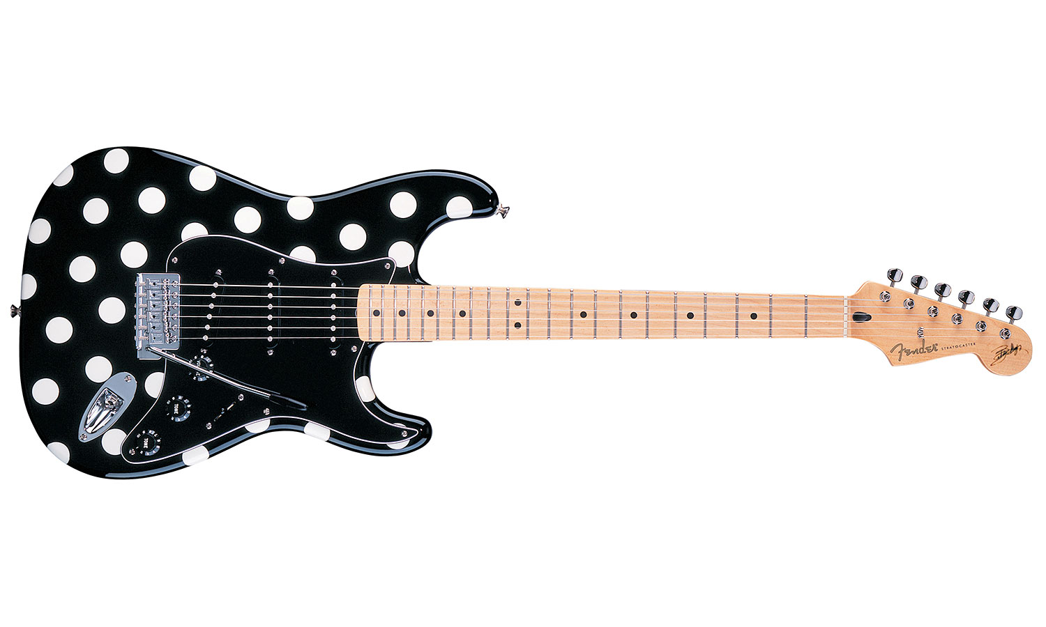 Fender Strat Mexican Artist Buddy Guy 3s Mn Black White Dots - Guitare Électrique Forme Str - Variation 1