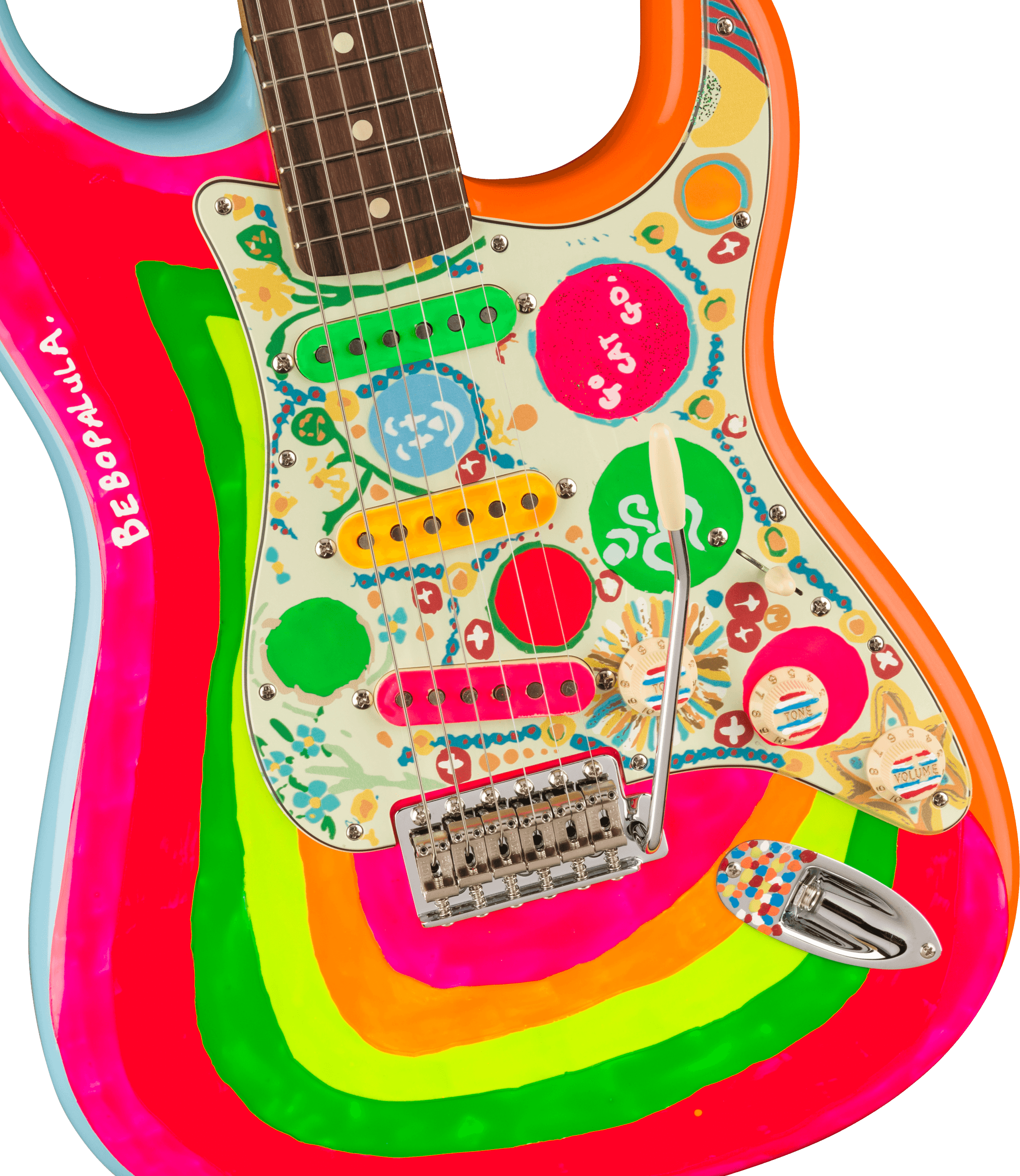 Fender Stratocaster Mex George Harrison Rocky Trem 3s Rw - Hand Painted Rocky Artwork Over Sonic Blue - Guitare Électrique Forme Str - Variation 2