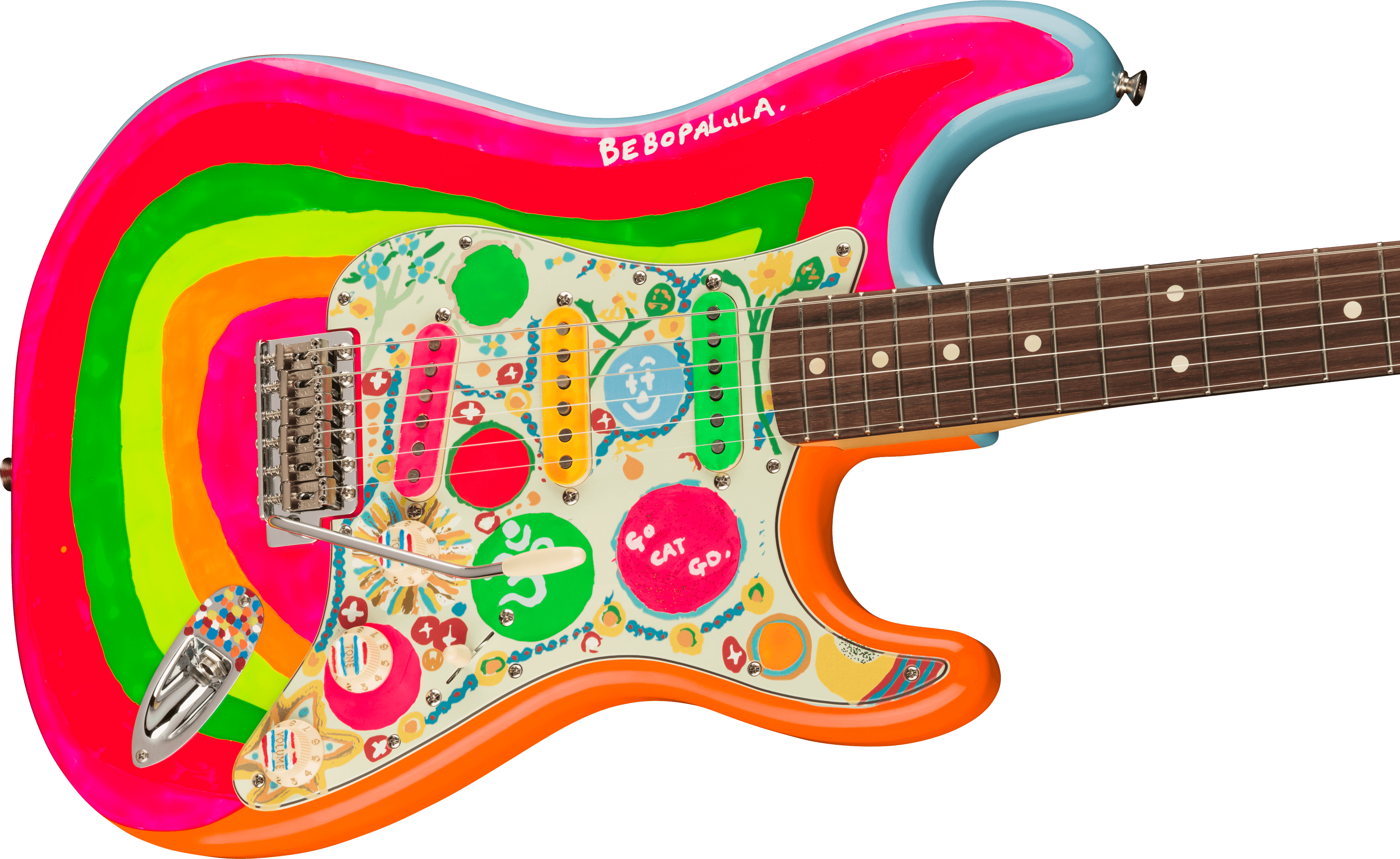 Fender Stratocaster Mex George Harrison Rocky Trem 3s Rw - Hand Painted Rocky Artwork Over Sonic Blue - Guitare Électrique Forme Str - Variation 3