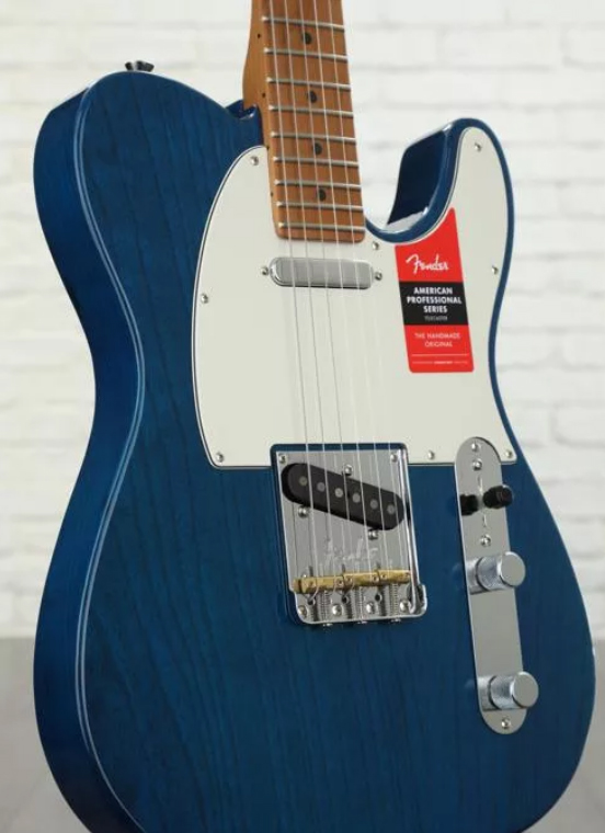 Fender Tele American Professional Roasted Neck Ltd 2020 Usa Mn - Sapphire Blue Transparent - Guitare Électrique Forme Tel - Variation 1