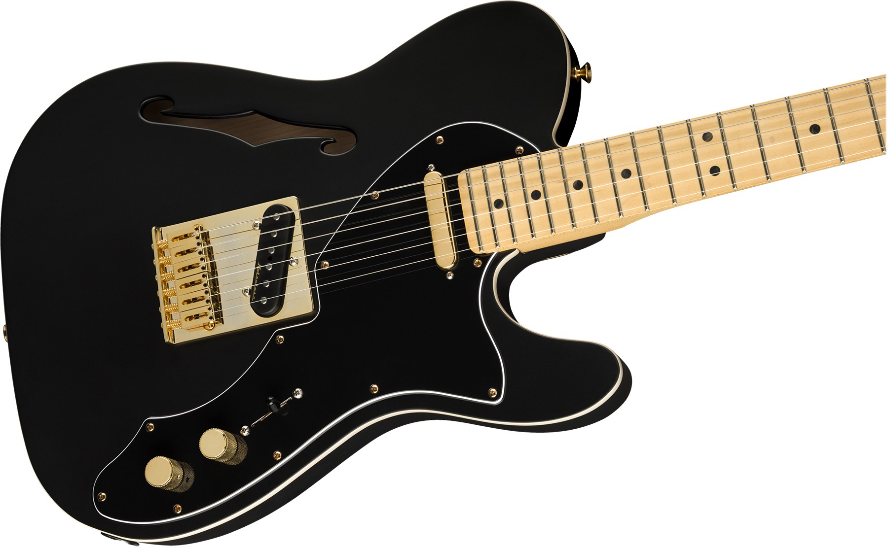 Guitare électrique solid body Fender Deluxe Telecaster Thinline Ltd (MEX, MN) black satin noir