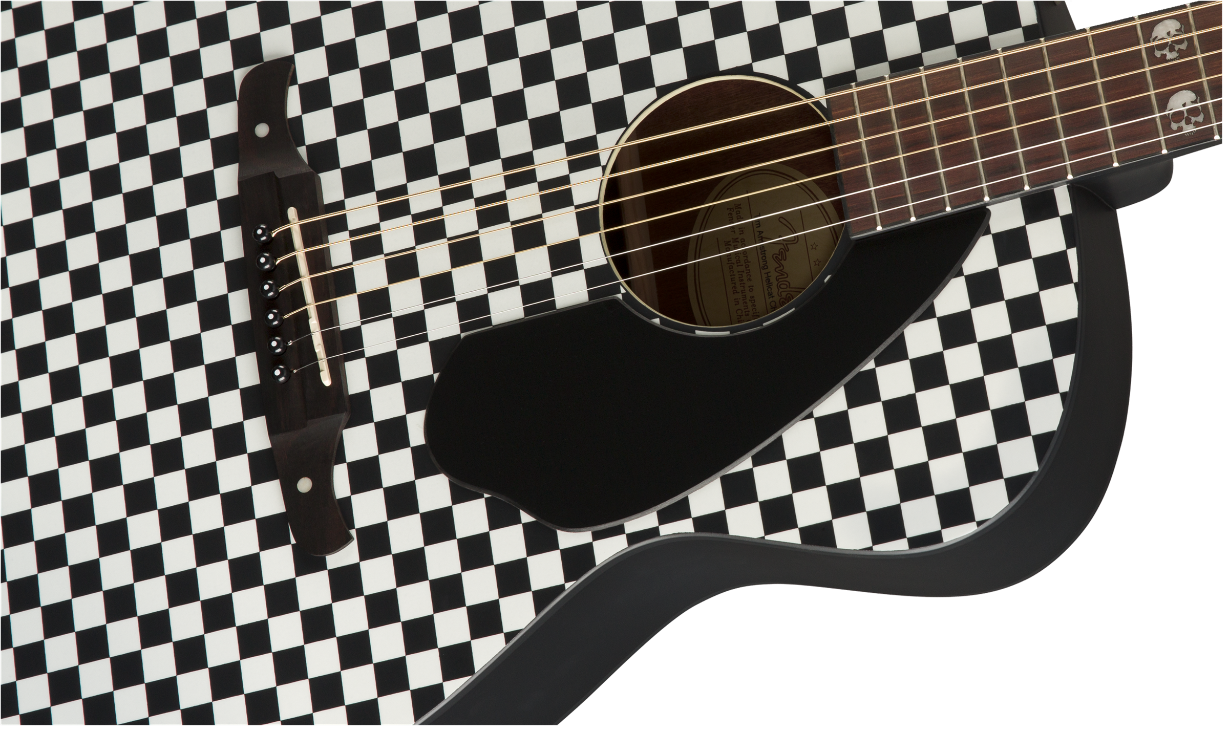 Fender Tim Armstrong Hellcat Epicea Acajou Wal - Checkerboard White/black - Guitare Electro Acoustique - Variation 3