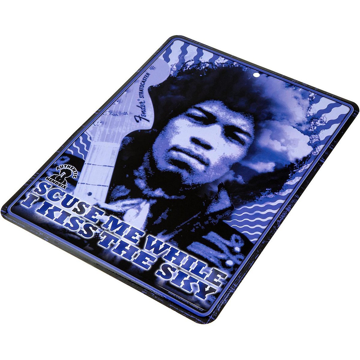 Fender Tin Sign Jimi Hendrix Kiss The Sky - Plaque & Enseigne Publicitaire - Variation 1