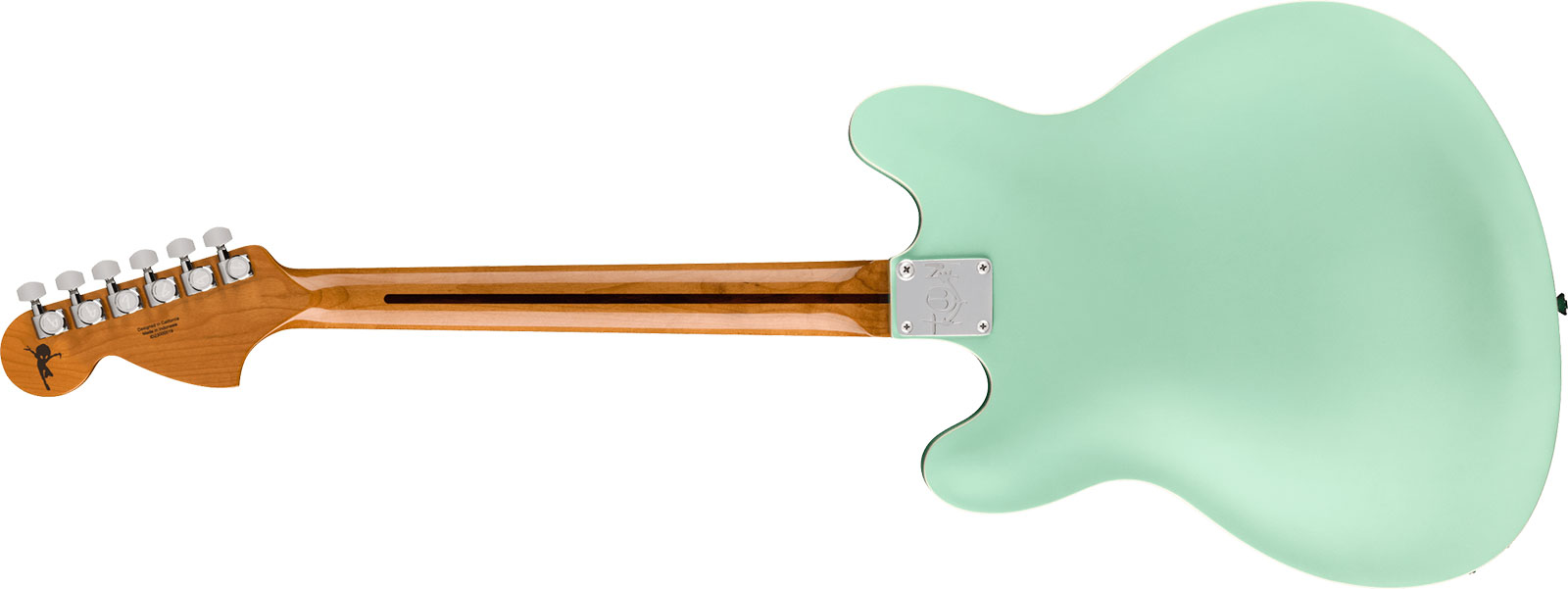 Fender Tom Delonge Starcaster 1h Seymour Duncan Ht Rw - Satin Surf Green - Guitare Électrique 1/2 Caisse - Variation 1