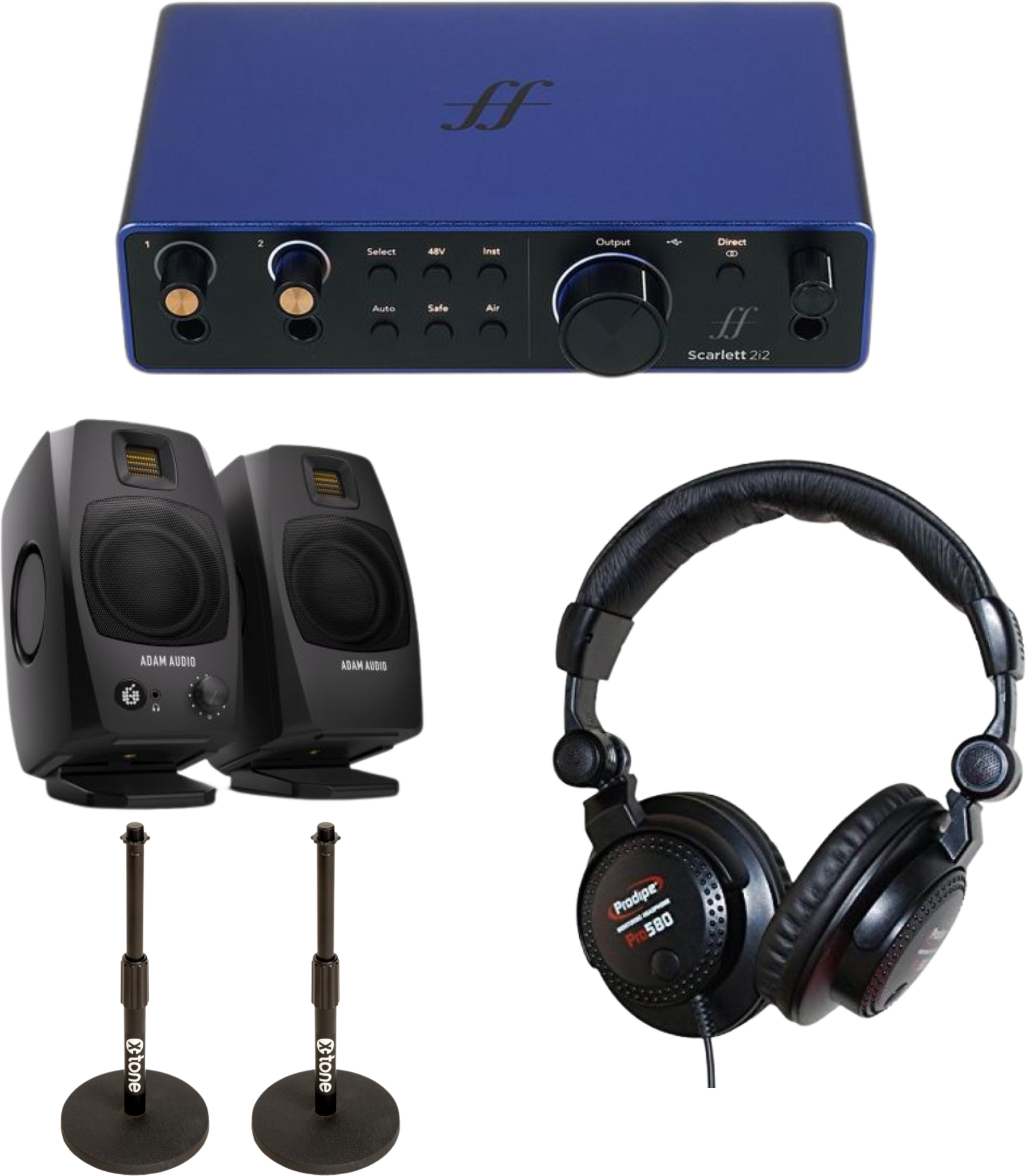 Focusrite Scarlett 2i2 G4 Ae Blue + Enceintes D3v + Casque + Pieds - Carte Son Usb - Main picture
