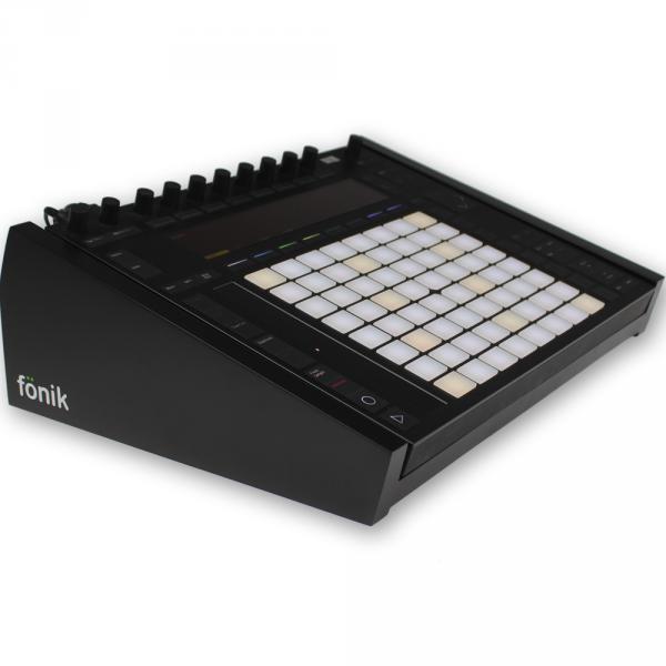 Ableton Push2 DECKSAVER、スタンド付き Ableton Push (2/3) Cradle Stand in Solid Walnut (Decksaver