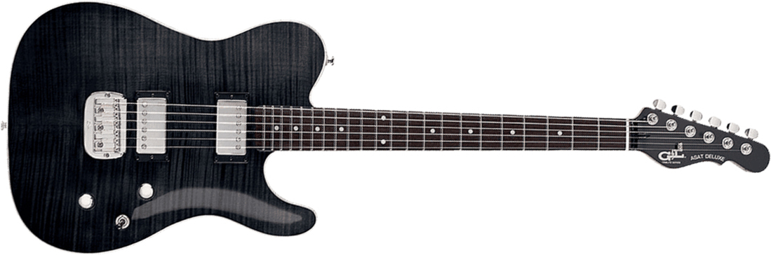 G&l Asat Deluxe Carved Top Tribute 2h Ht Bc - Trans Black - Guitare Électrique Forme Tel - Main picture