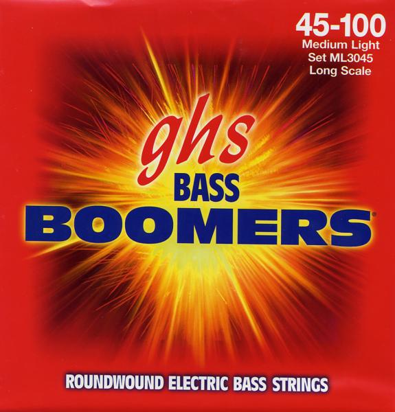 Cordes Pour Basse GHS Boomers - Nickel Medium Light 45-100 - Jeu De 4 Cordes