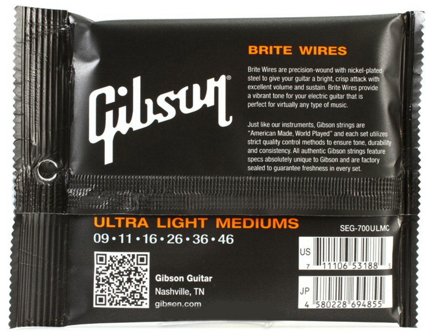 Gibson Jeu De 6 Cordes Electric (6) Brite Wires Seg-700ulmc 09-46 - Cordes Guitare Électrique - Variation 1