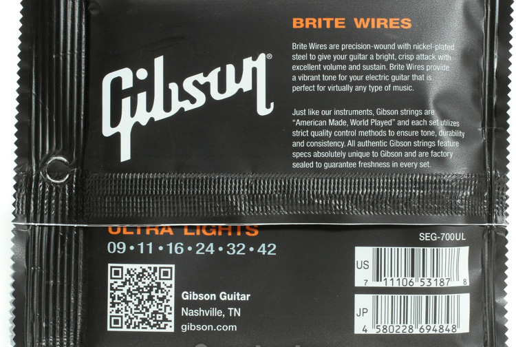 Gibson Jeu De 6 Cordes Electric (6) Brite Wires Seg-700ul 9.42 - Cordes Guitare Électrique - Variation 1