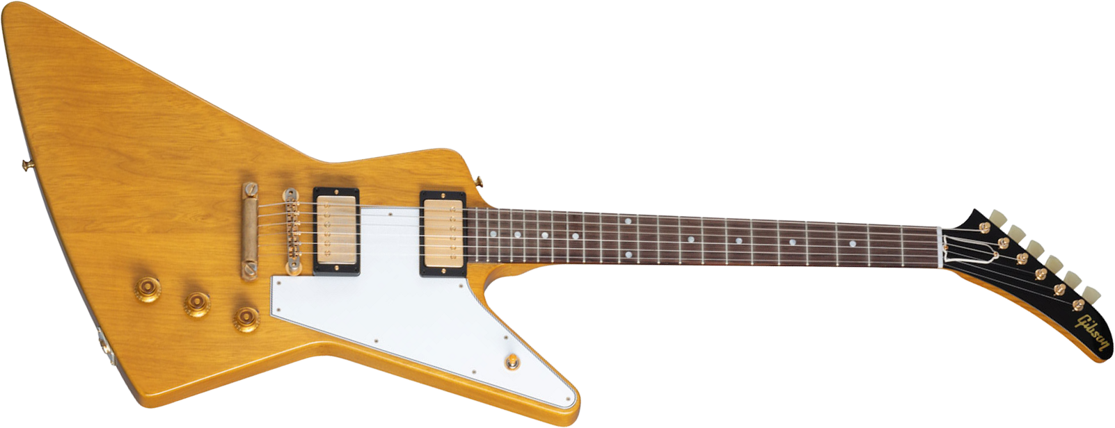 Gibson Custom Shop 1958 Korina Explorer Reissue White Pickguard 2h Ht Eb - Vos Natural - Guitare Électrique RÉtro Rock - Main picture