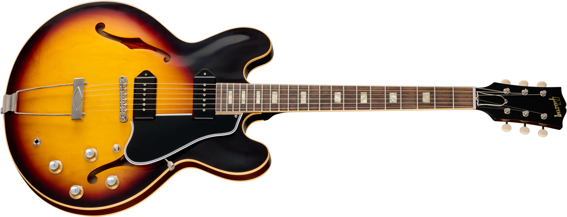 Gibson Custom Shop Es330 1962 Reissue Historic 2s P90 Ht Rw - Vintage Burst - Guitare Électrique 1/2 Caisse - Main picture