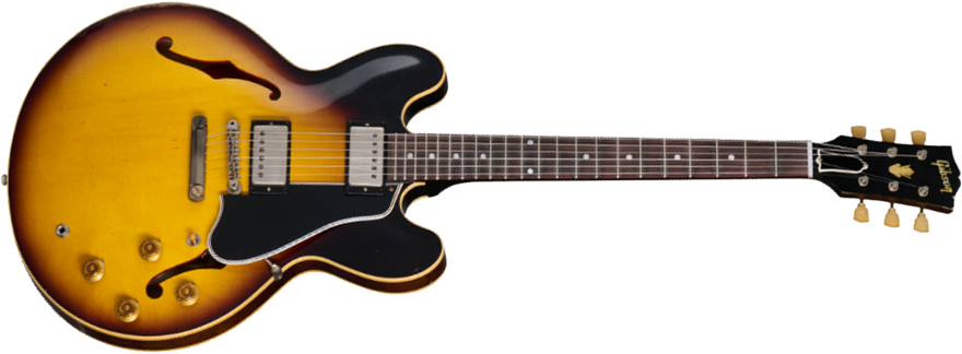 Gibson Custom Shop Es335 1958 Reissue Ltd 2h Ht Rw - Murphy Lab Heavy Aged Faded Tobacco Burst - Guitare Électrique 1/2 Caisse - Main picture