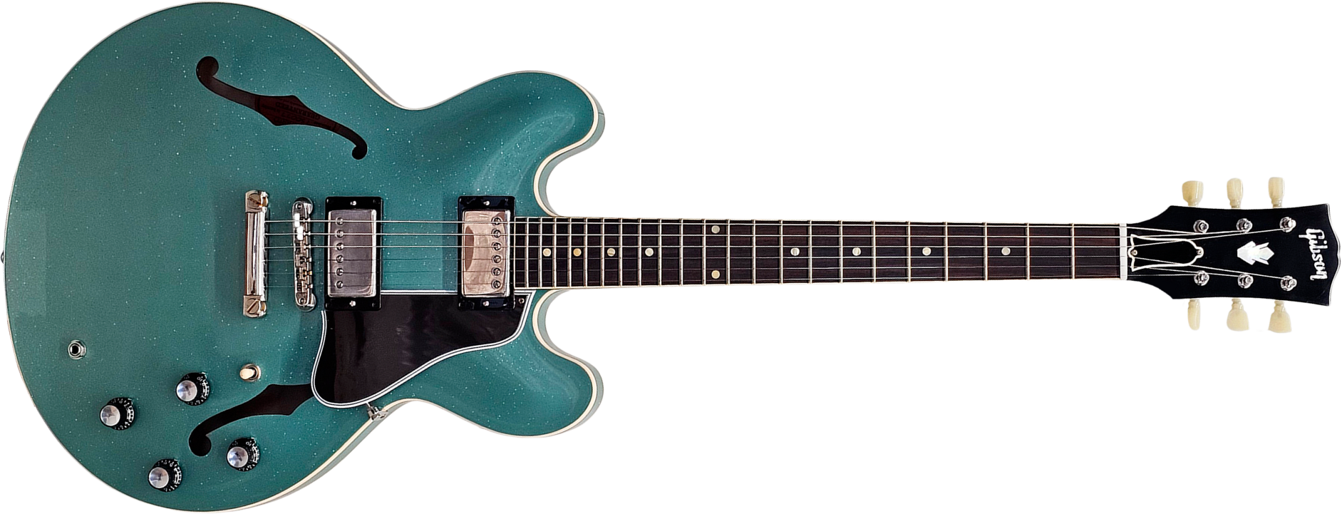 Gibson Custom Shop Es335 1961 Reissue 2h Ht Rw - Murphy Lab Inverness Green Sparkle - Guitare Électrique 1/2 Caisse - Main picture
