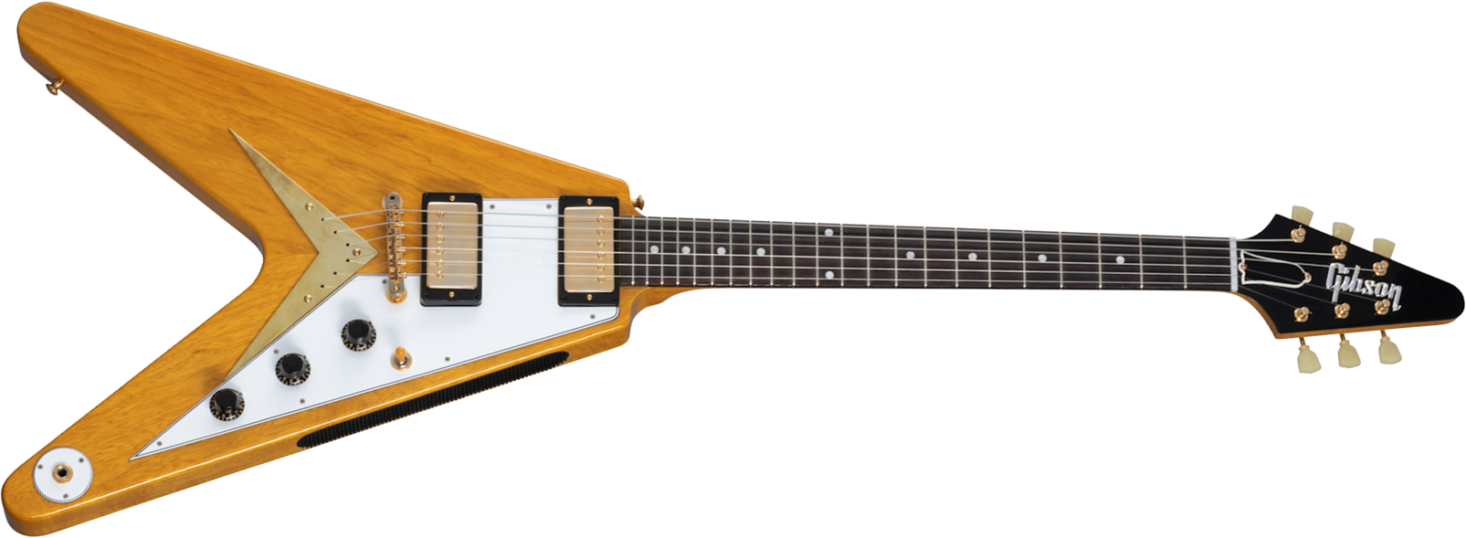 Gibson Custom Shop Flying V 1958 Korina White Pickguard 2h Ht Rw - Vos Natural - Guitare Électrique RÉtro Rock - Main picture