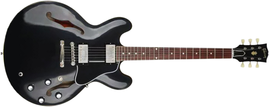 Gibson Custom Shop Historic Es-335 1961 Reissue 2h Ht Rw - Vos Ebony - Guitare Électrique 1/2 Caisse - Main picture