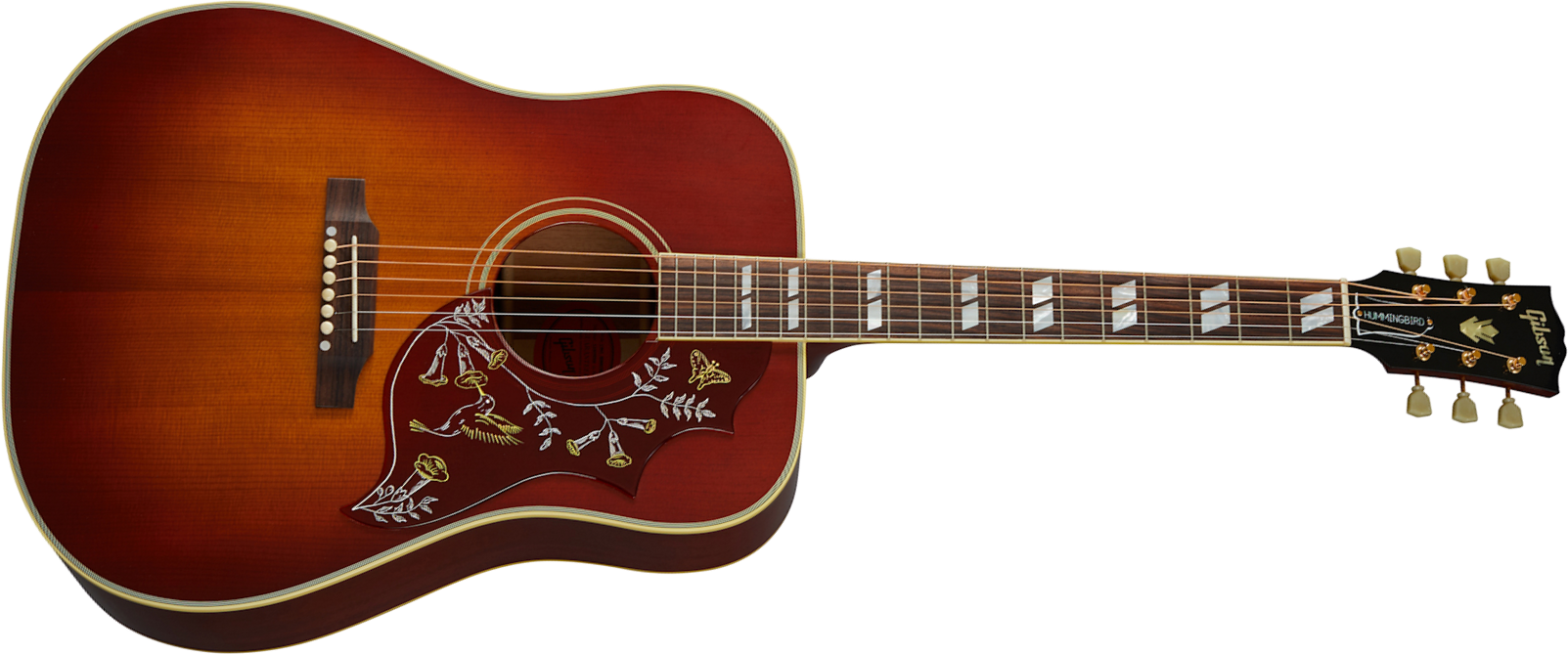 Gibson Custom Shop Hummingbird 1960 Fixed Bridge Dreadnought Epicea Acajou Rw - Vos Heritage Cherry Sunburst - Guitare Acoustique - Main picture