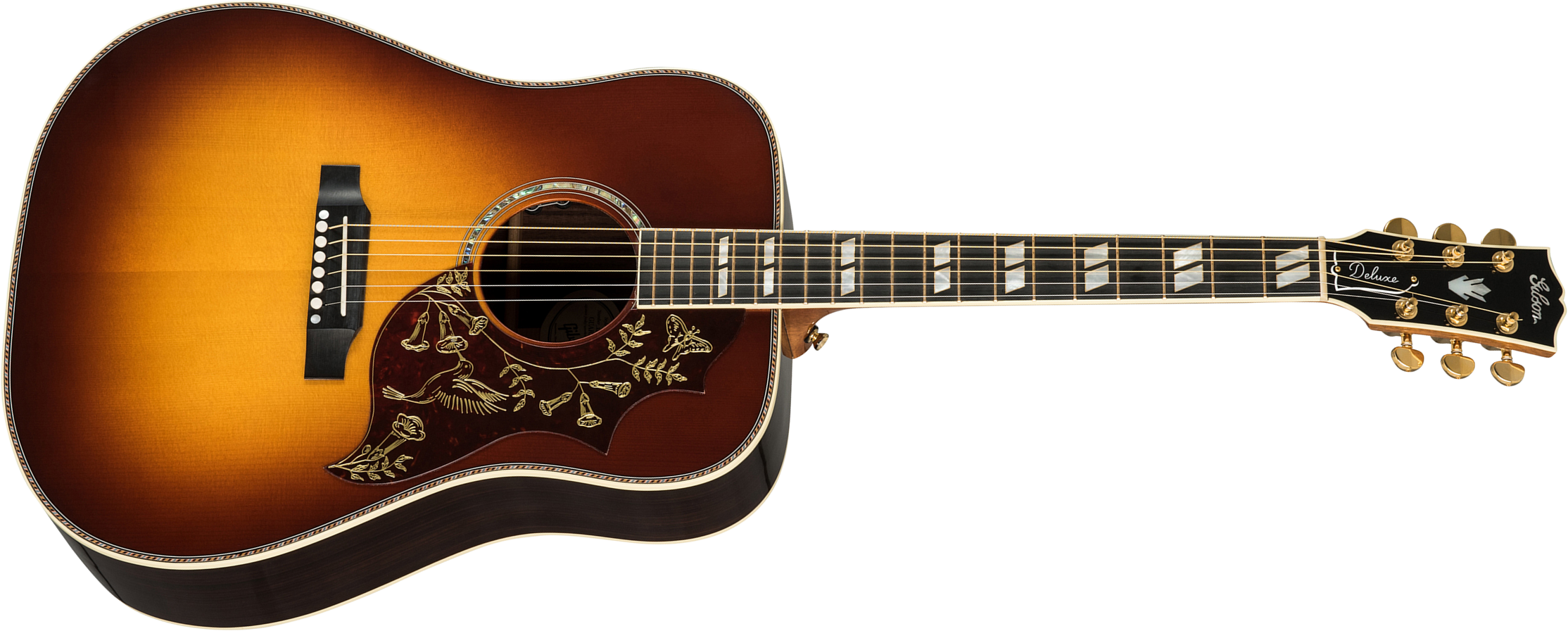 Gibson Custom Shop Hummingbird Deluxe Dreadnought Epicea Palissandre Eb - Rosewood Burst - Guitare Electro Acoustique - Main picture