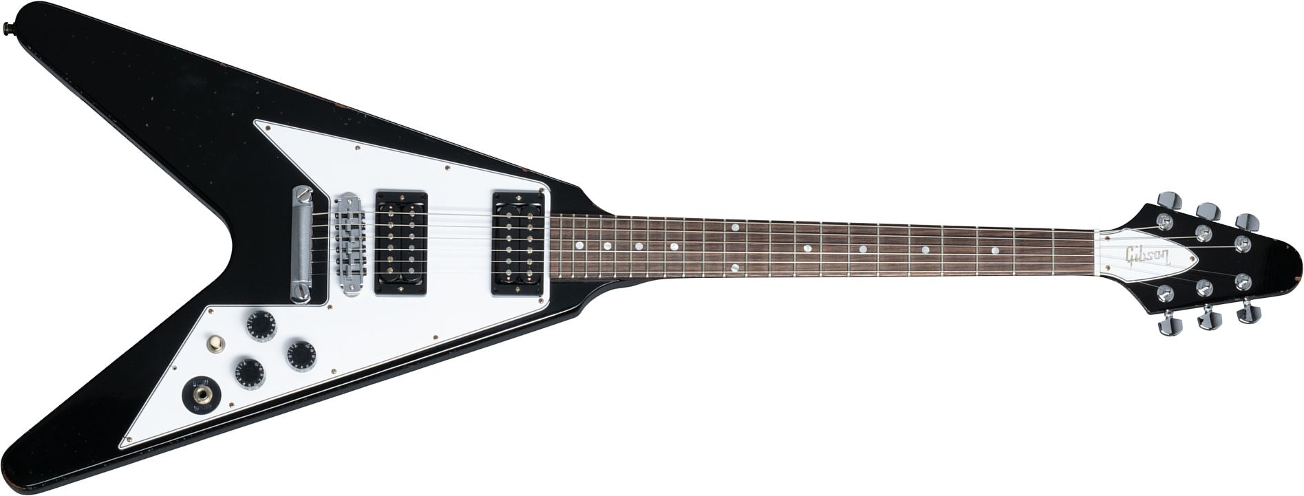 Gibson Custom Shop Kirk Hammett Flying V 1979 2h Ht Rw - Murphy Lab Aged Ebony - Guitare Électrique MÉtal - Main picture