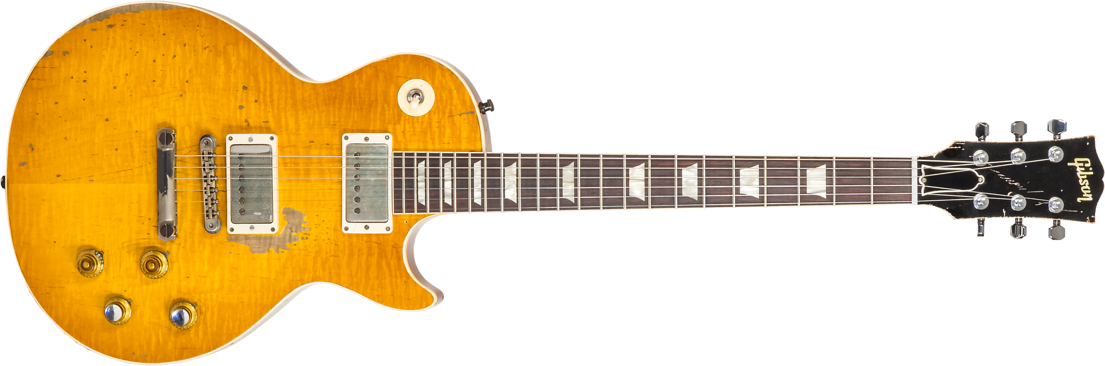 Gibson Custom Shop Kirk Hammett Les Paul Standard Greeny 2h Ht Rw #931929 - Murphy Lab Aged Greeny Burst - Guitare Électrique Single Cut - Main pictur