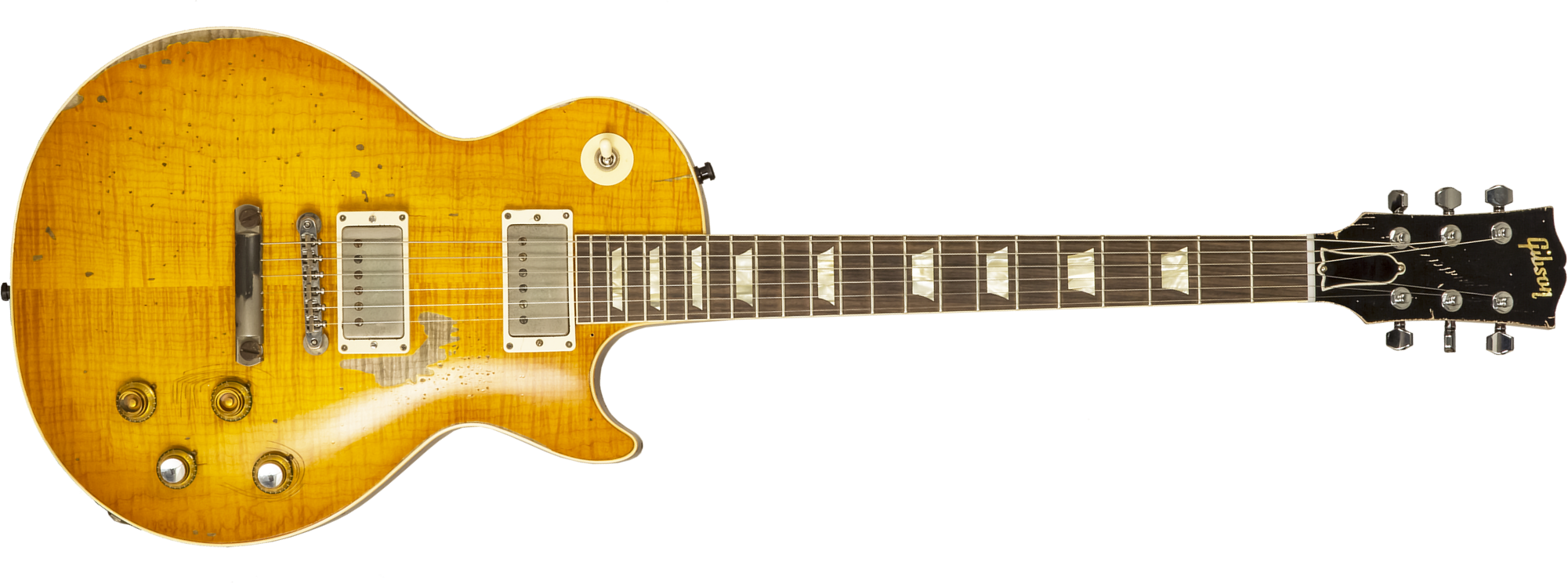 Gibson Custom Shop Kirk Hammett Les Paul Standard Greeny 2h Ht Rw #932582 - Murphy Lab Aged Greeny Burst - Guitare Électrique Single Cut - Main pictur