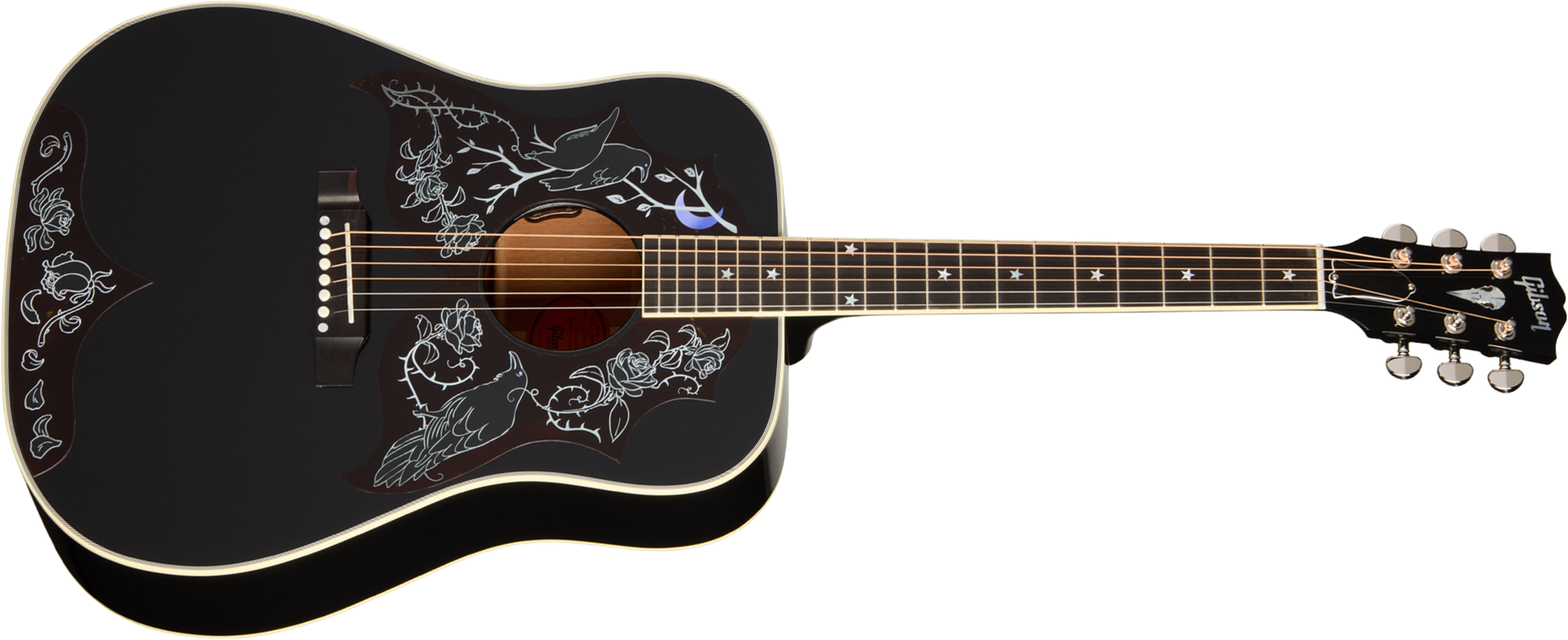 Gibson Custom Shop Kirk Hammett Raven Ltd Signature Epicea Acajou Eb - Emb 28/10 - Ebony - Guitare Folk - Main picture