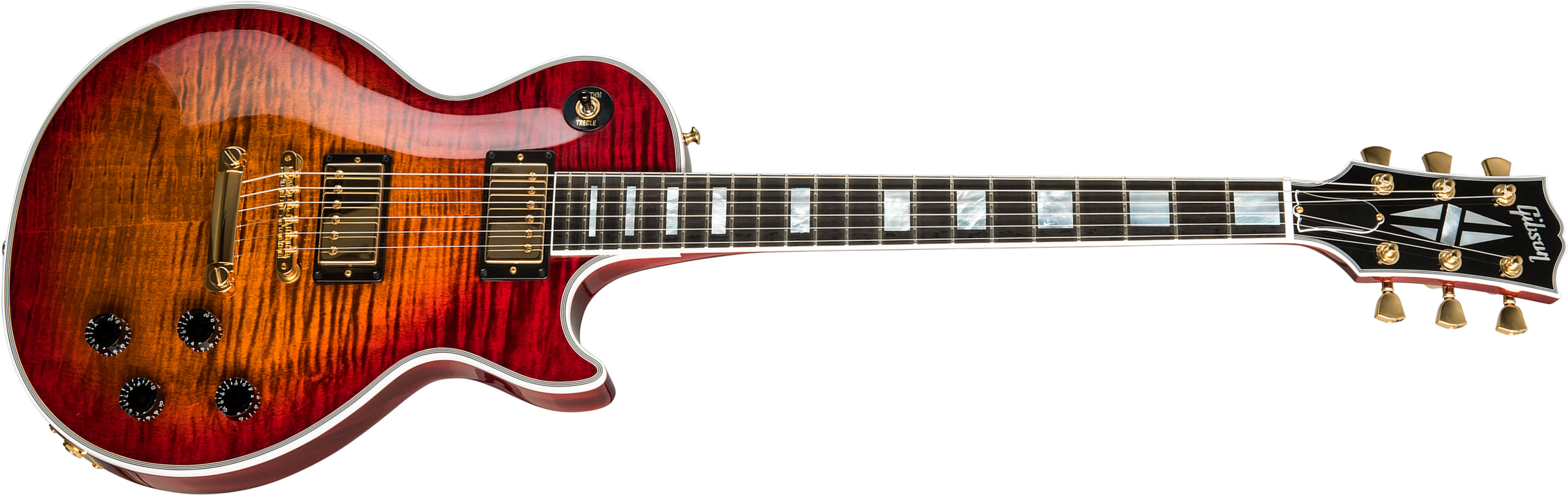 Gibson Custom Shop Les Paul Axcess Custom Figured Top 2019 2h Ht Eb - Gloss Bengal Burst - Guitare Électrique Single Cut - Main picture
