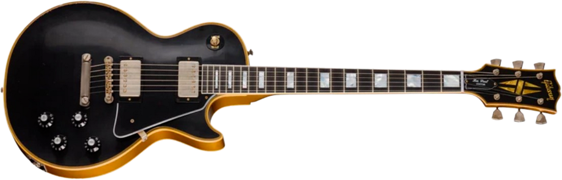 Gibson Custom Shop Les Paul Custom 1968 Le Ltd 2h Ht Eb - Vos Ebony Top / Antique Gold Back - Guitare Électrique Single Cut - Main picture