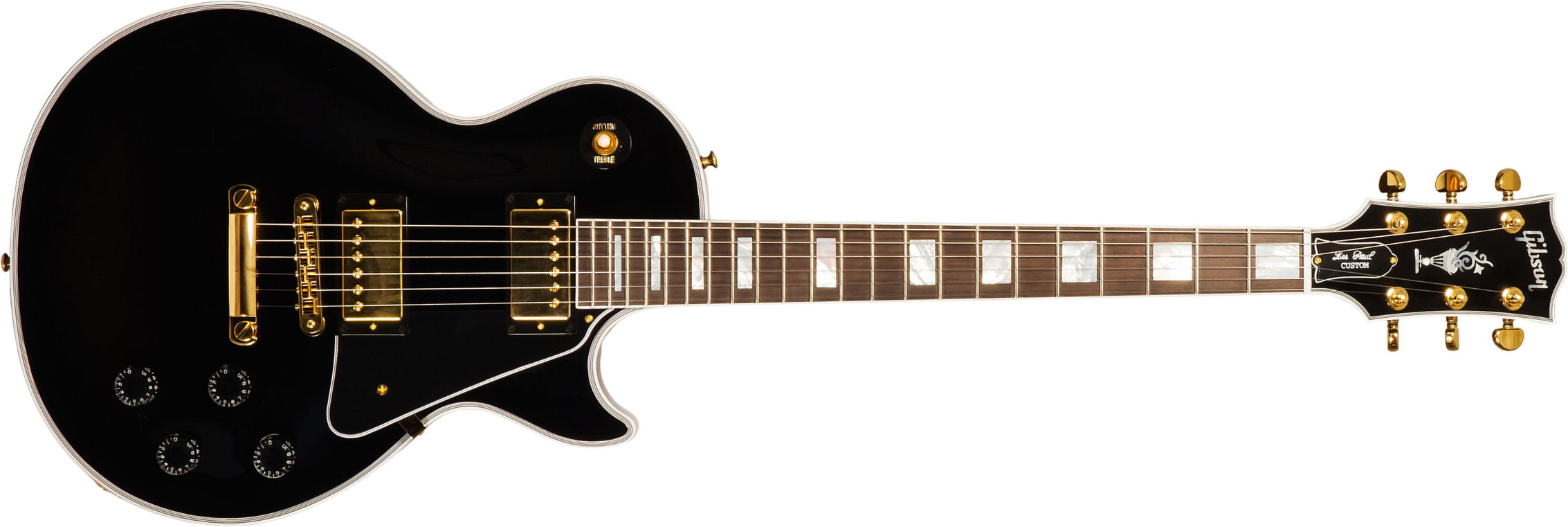 Gibson Custom Shop M2m Les Paul Custom Flowerpot Headstock 2h Ht Eb #cs403529 - Ebony Gloss - Guitare Électrique Single Cut - Main picture