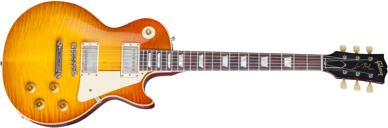 Gibson Custom Shop Mick Ralphs Les Paul Standard 1958 Replica Signature 2h Ht Rw - Aged Ralphs Burst - Guitare Électrique Single Cut - Main picture