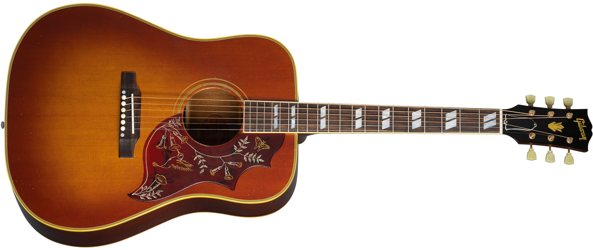 Gibson Custom Shop Murphy Lab Hummingbird 1960 Fixed Bridge Dreadnought Epicea Acajou Rw - Light Aged Cherry Sunburst - Guitare Acoustique - Main pict