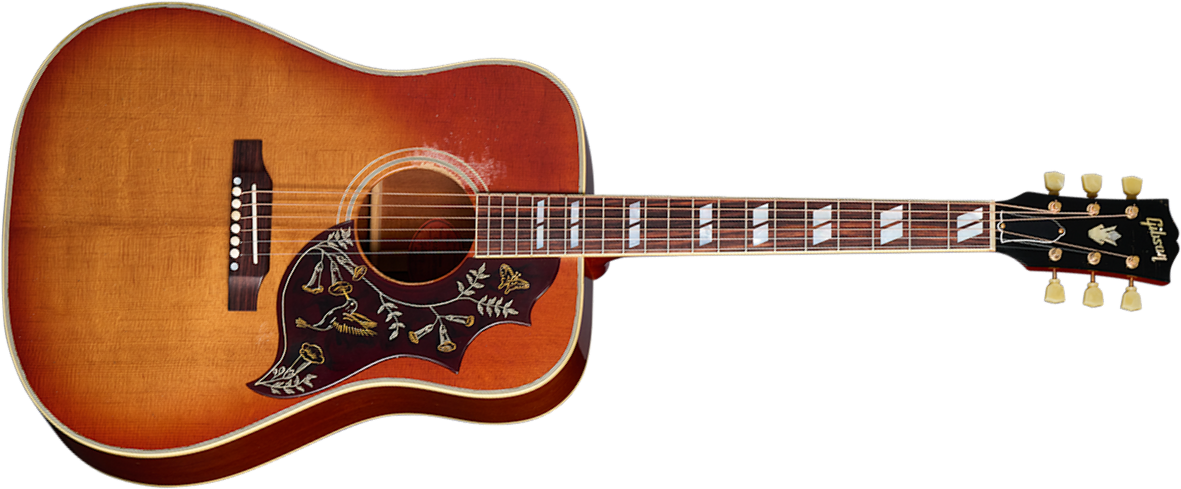 Gibson Custom Shop Murphy Lab Hummingbird 1960 Fixed Bridge Dreadnought Epicea Acajou Rw - Heavy Aged Washed Cherry Sunburst - Guitare Folk - Main pic