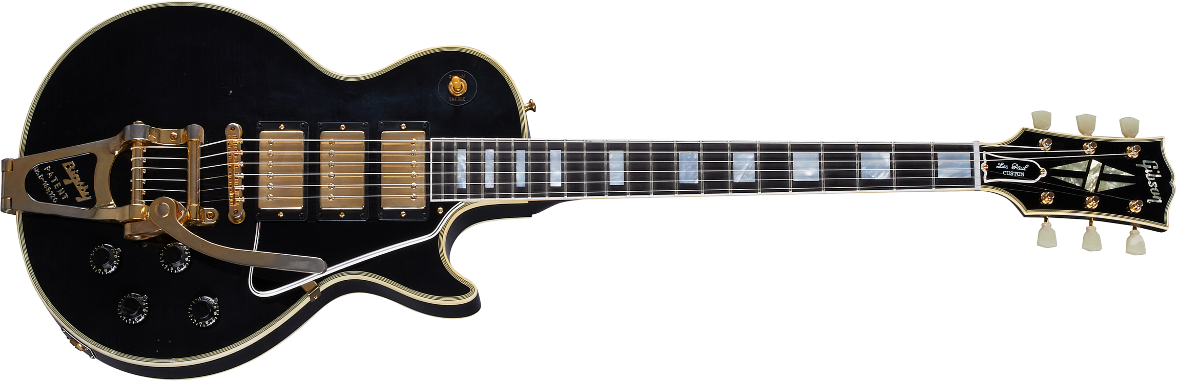 Gibson Custom Shop Murphy Lab Les Paul Custom 1957 3pu Bigsby Reissue 3h Trem Eb - Light Aged Ebony - Guitare Électrique Single Cut - Main picture