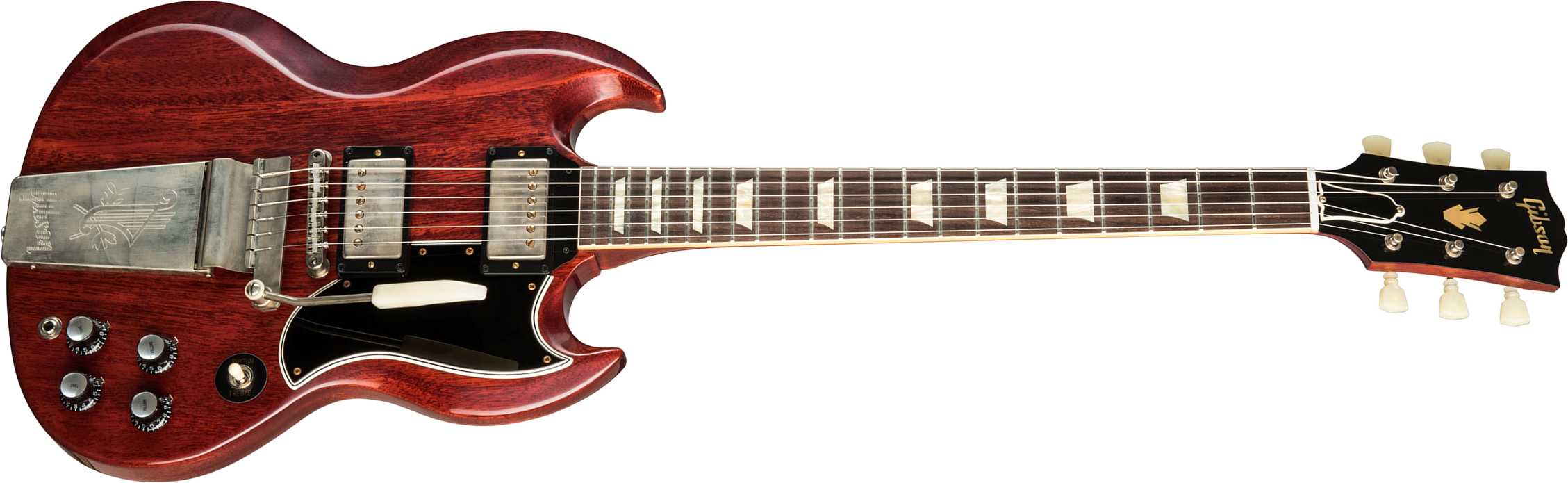 Gibson Custom Shop Sg Standard 1964 Reissue Maestro Vibrola 2019 2h Trem Rw - Vos Cherry Red - Guitare Électrique Double Cut - Main picture