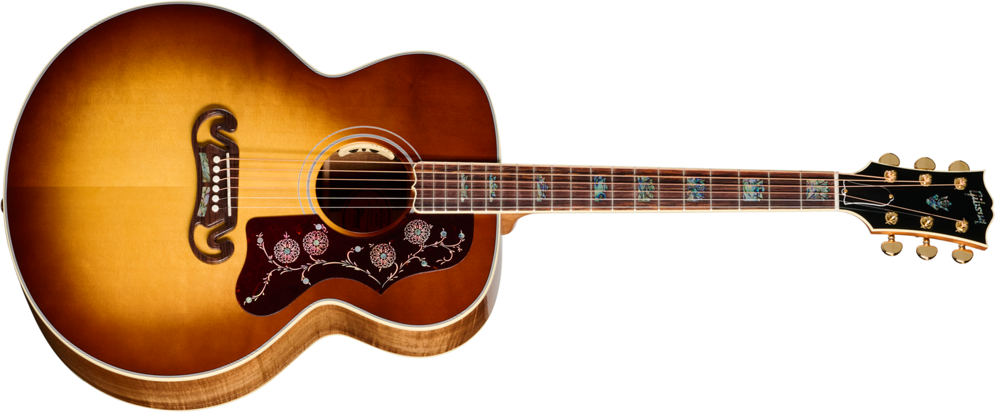 Gibson Custom Shop Sj200 Elegant Koa Artisan Jumbo Epicea Koa Rw - Honey Burst - Guitare Folk - Main picture
