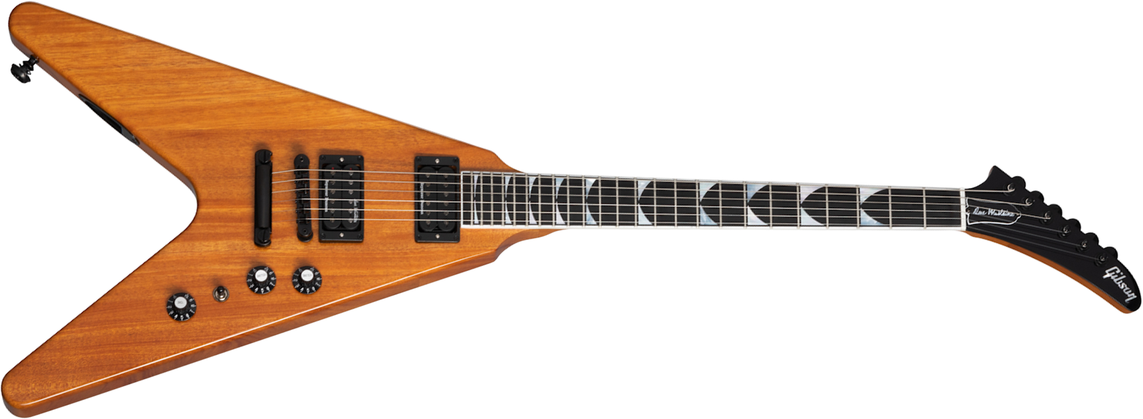 Gibson Dave Mustaine Flying V Exp Signature 2h Ht Eb - Antique Natural - Guitare Électrique MÉtal - Main picture