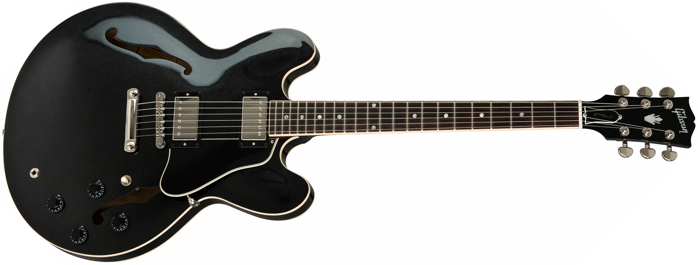 Gibson Es-335 Dot 2019 Hh Ht Rw - Graphite Metallic - Guitare Électrique 1/2 Caisse - Main picture