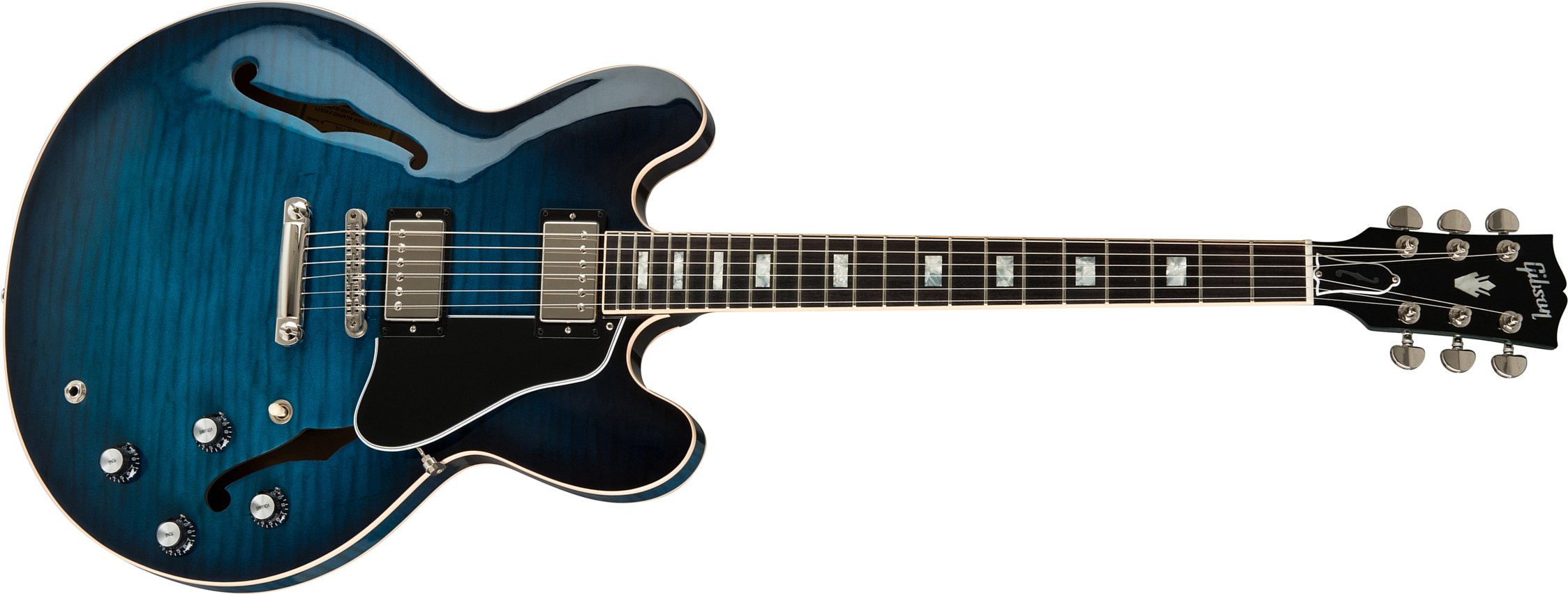 Gibson Es-335 Dot 2019 Hh Ht Rw - Blue Burst - Guitare Électrique 1/2 Caisse - Main picture