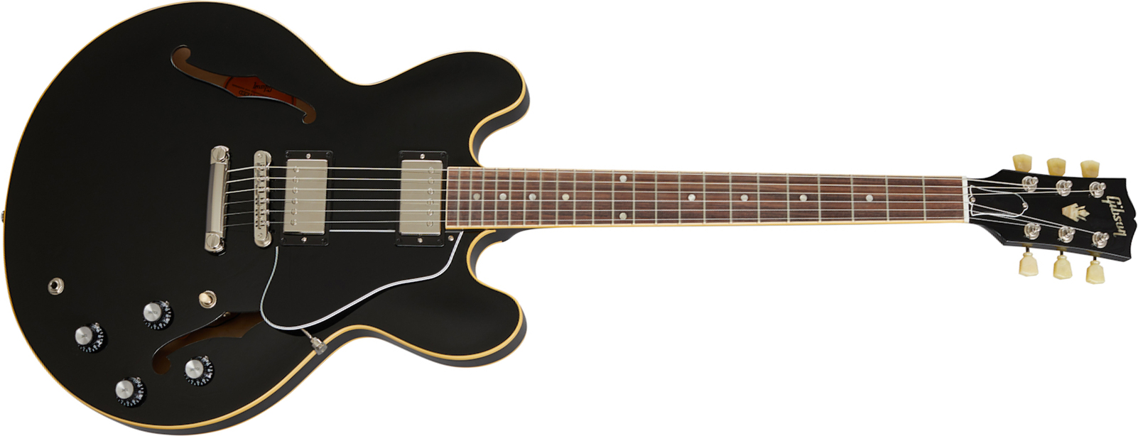 Gibson Es-335 Dot Original 2020 2h Ht Rw - Vintage Ebony - Guitare Électrique 1/2 Caisse - Main picture