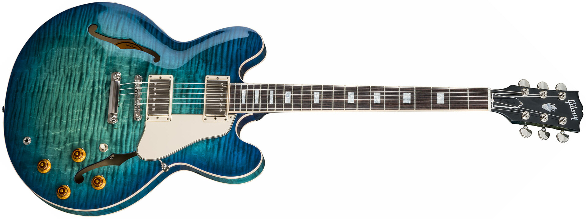 Gibson Es-335 Figured 2018 - Aquamarine - Guitare Électrique 1/2 Caisse - Main picture