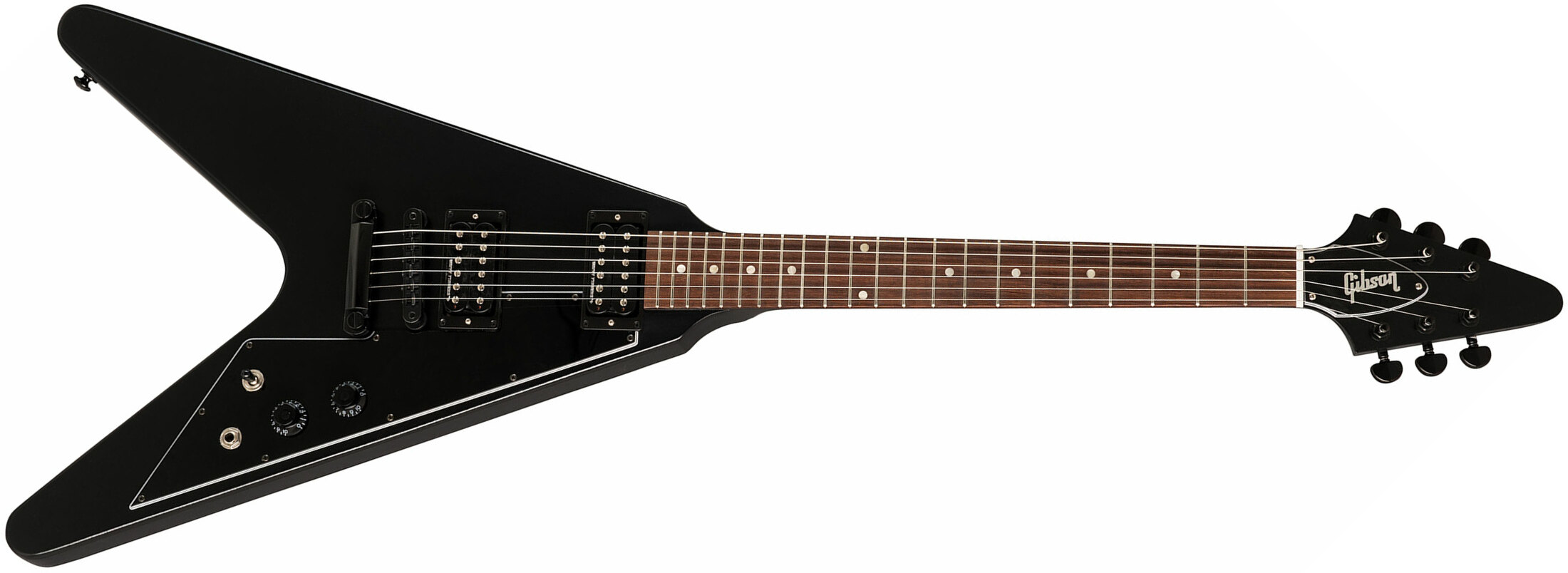 Gibson Flying V Tribute 2019 Hh Ht Rw - Satin Ebony - Guitare Électrique MÉtal - Main picture