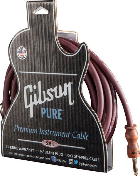 Gibson Instrument Pure Premium Cable Jack Droit 25ft.7.62m Cherry - CÂble - Main picture