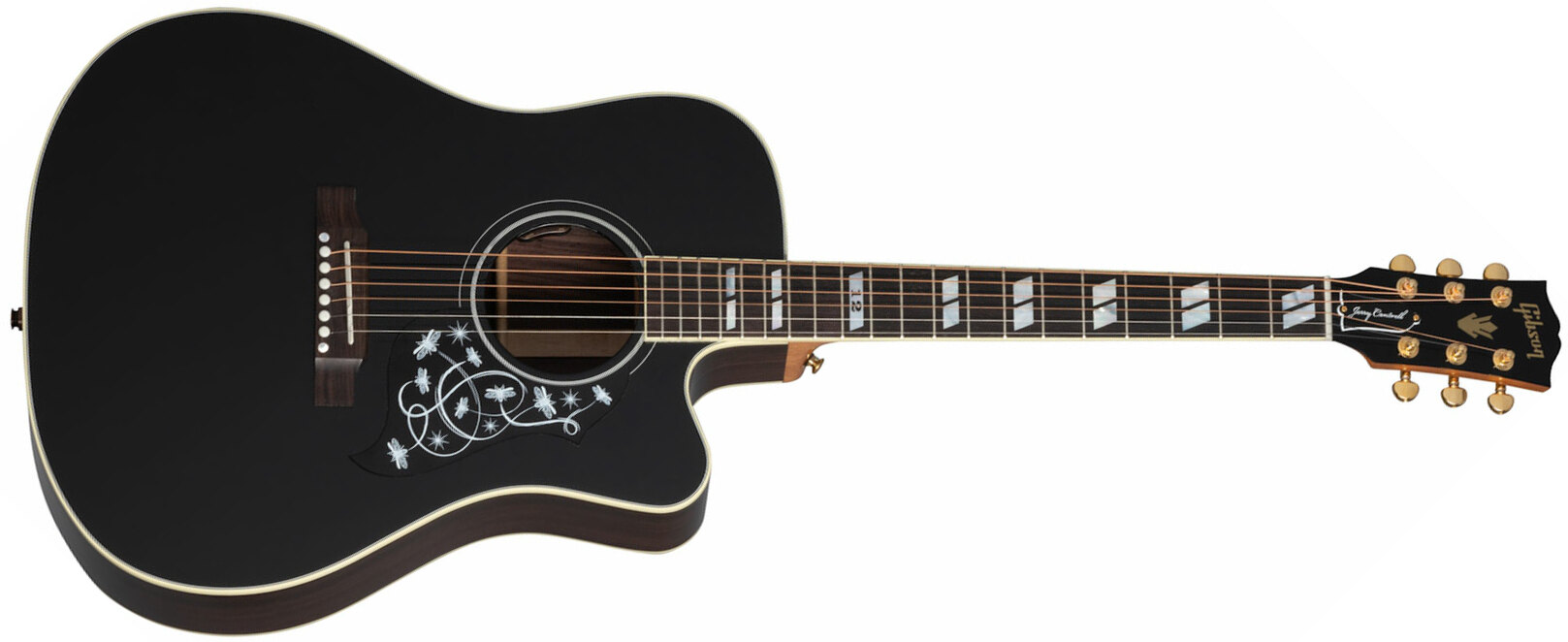 Gibson Jerry Cantrell Songwriter Fire Devil Signature Dreadnought Cw Epicea Palissandre Rw - Ebony - Guitare Electro Acoustique - Main picture