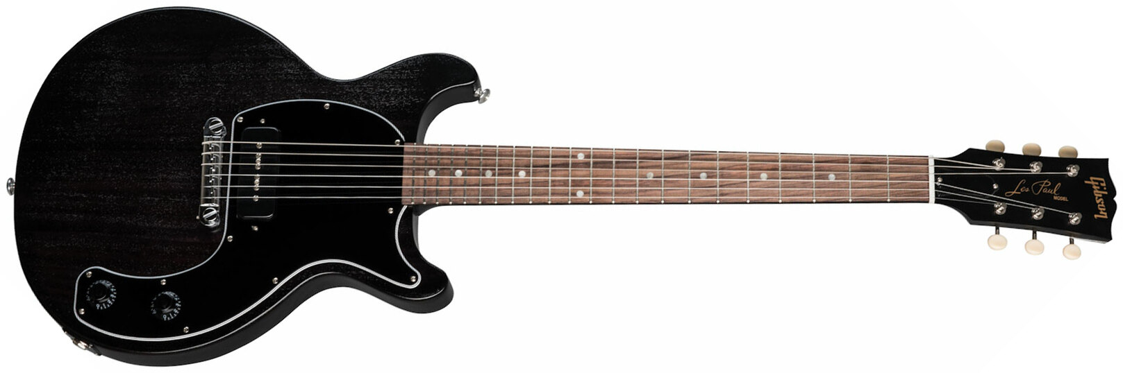 Gibson Les Paul Junior Tribute Dc Modern P90 - Worn Ebony - Guitare Électrique Double Cut - Main picture