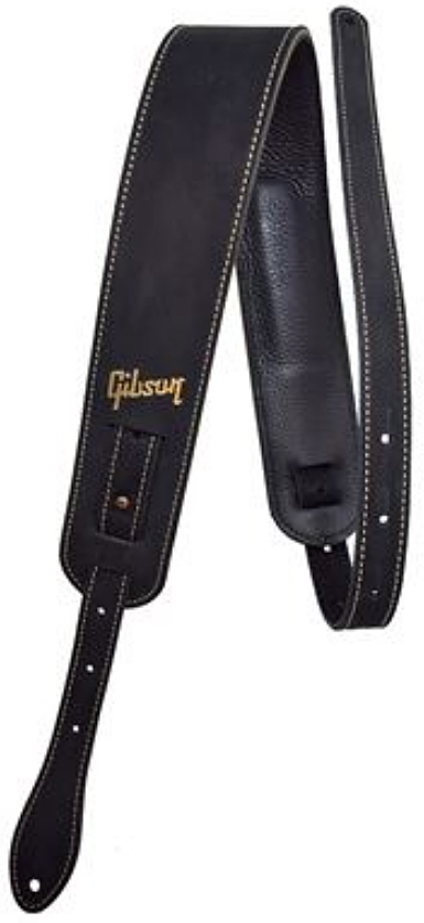 Gibson The Nubuck Guitar Strap Cuir 2.5inc Black - Sangle Courroie - Main picture