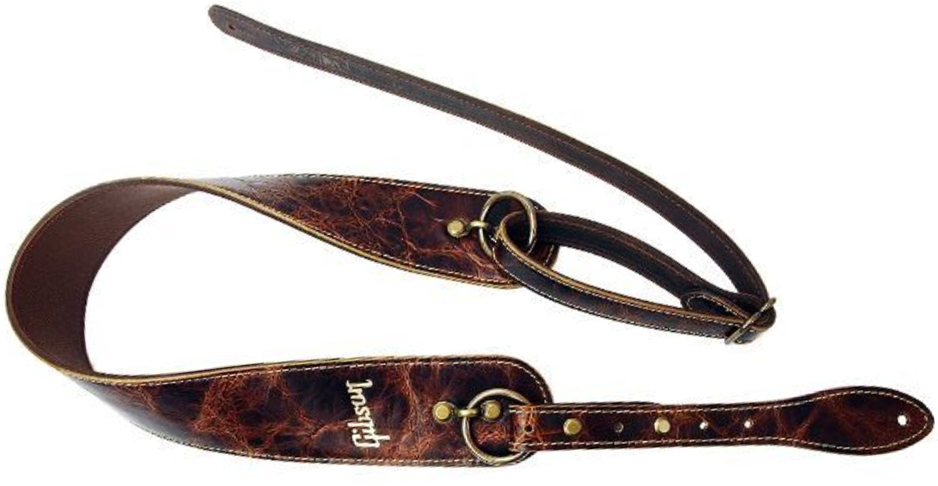 Gibson The Vintage Saddle Guitar Strap Cuir 2.5inc Brown - Sangle Courroie - Main picture