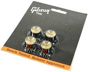 Bouton  Gibson Top Hat Knobs With Inserts 4-Pack - Black w/ Gold Inserts